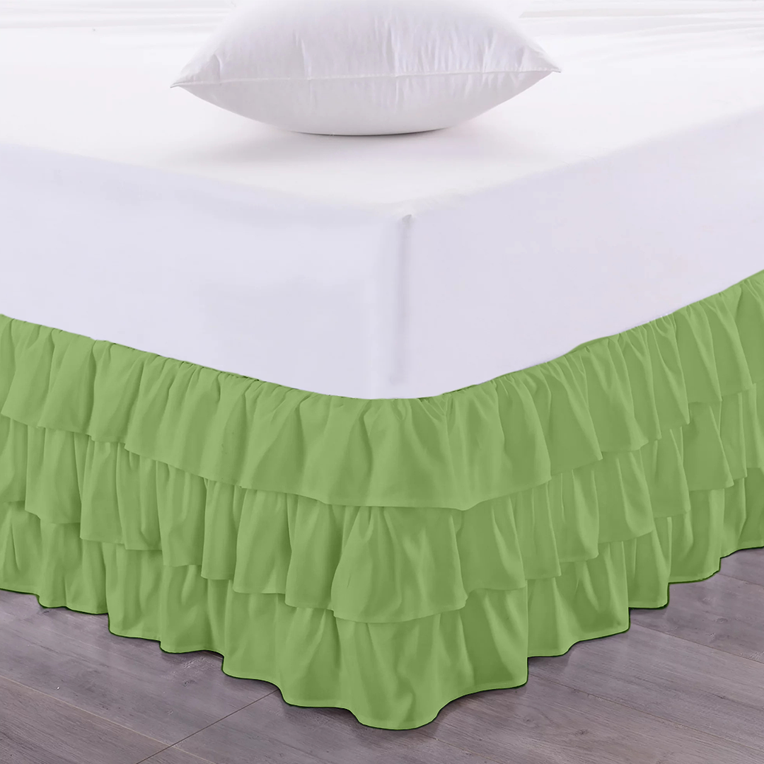 Sage Multi Ruffle Bed skirt Bliss Solid