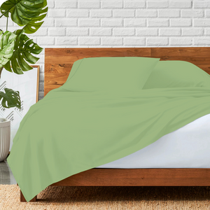 Sage Green Flat Sheet with Pillowcase Bliss Solid Sateen