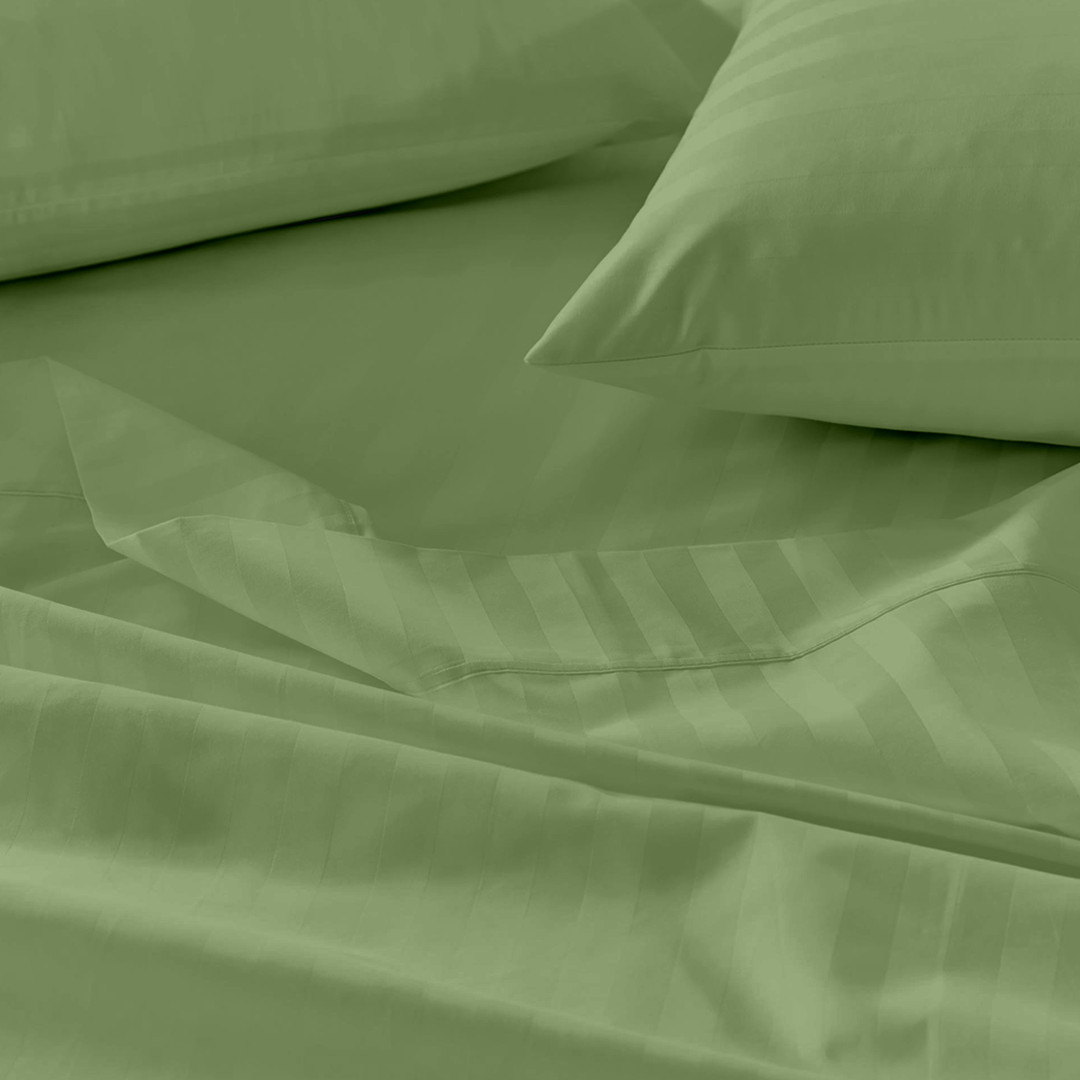 Sage Green Stripe Sheet Set Comfy Sateen