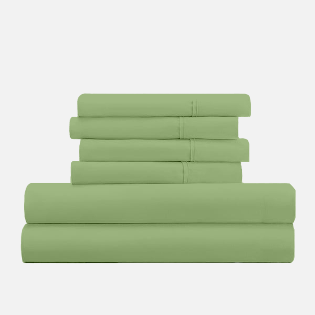 Sage Sheet Set with Extra Pillowcase Solid Bliss Sateen