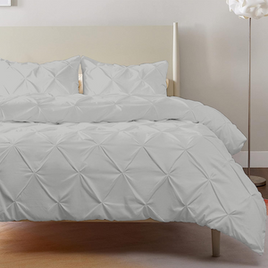 Light Grey Pintuck Duvet Cover Set Bliss