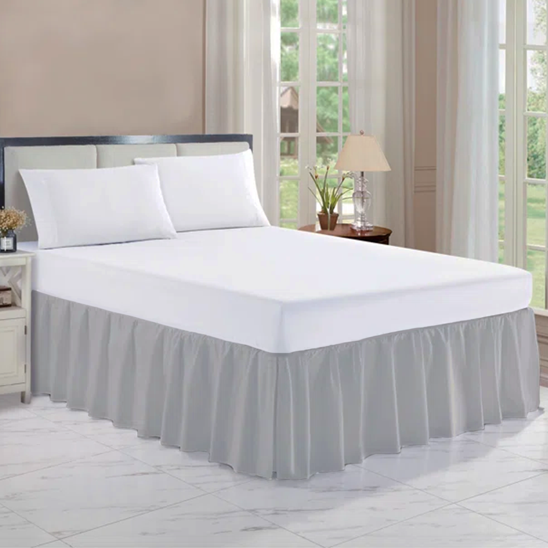 Light Grey Gathered Bed Skirt Bliss Solid