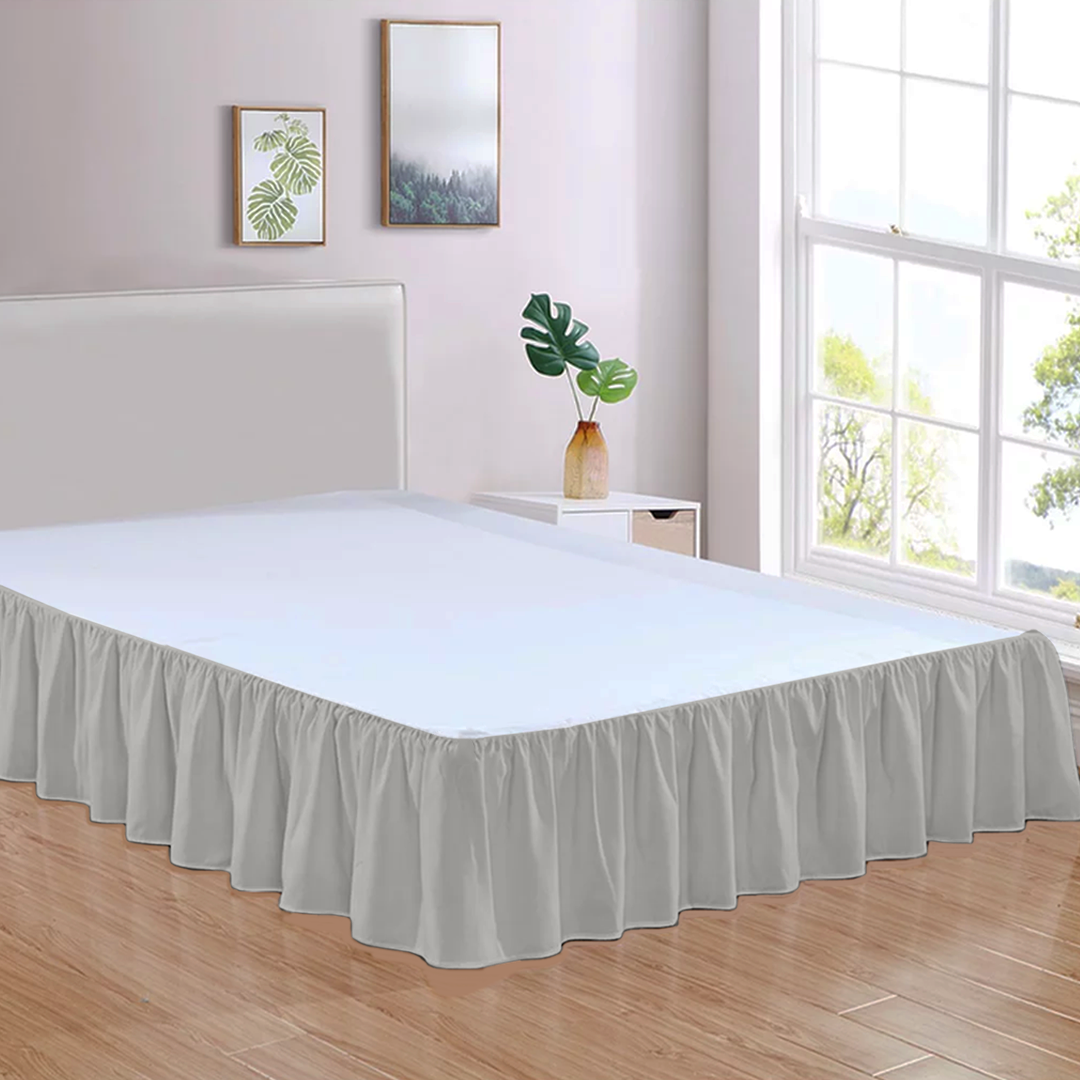 Light Grey Gathered Bed Skirt Bliss Solid