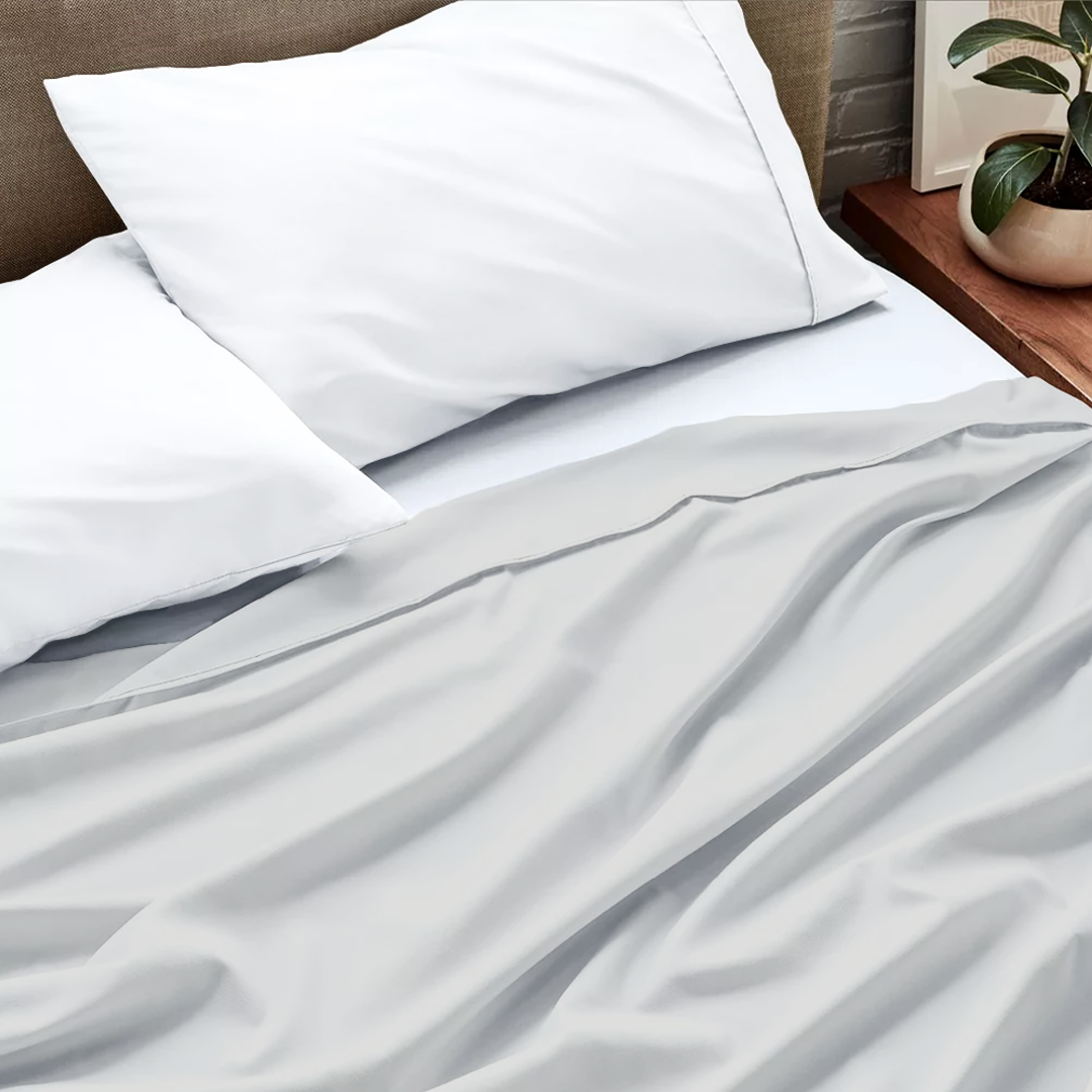 Light Grey Flat Sheet Solid Comfy Sateen