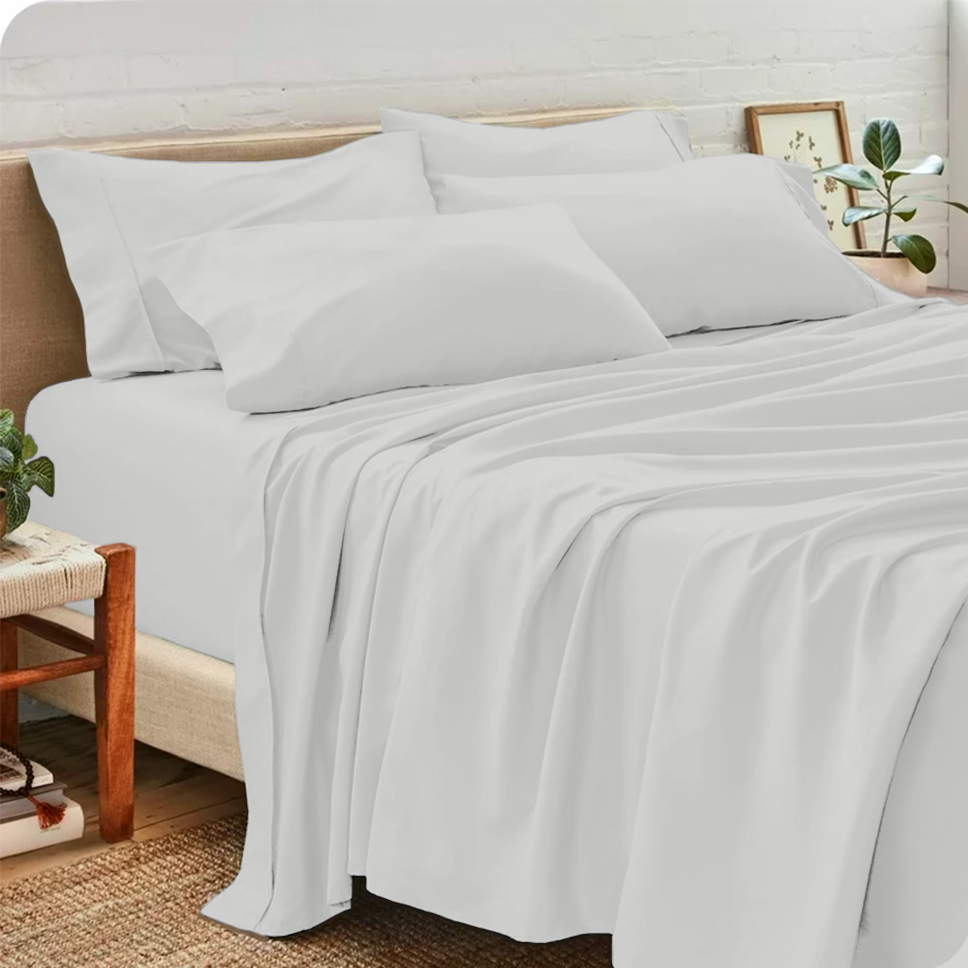 Light Grey Sheet Set with Extra Pillowcase Solid Bliss Sateen