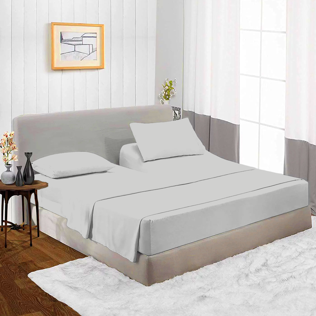 Light Grey Top Split Sheet Set 34 Inches Solid Bliss