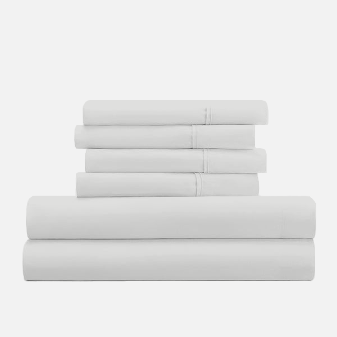 Light Grey Sheet Set with Extra Pillowcase Solid Bliss Sateen