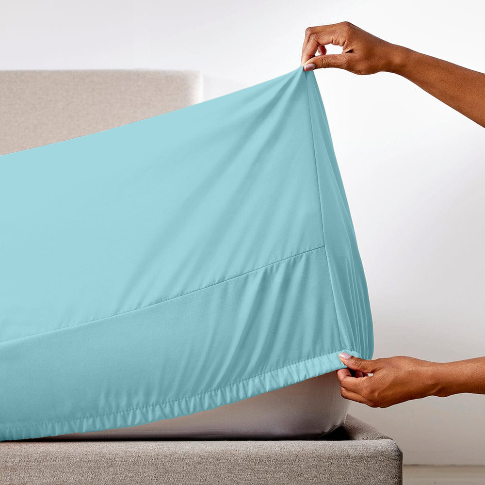 Light Blue RV Fitted sheet Solid Bliss Sateen