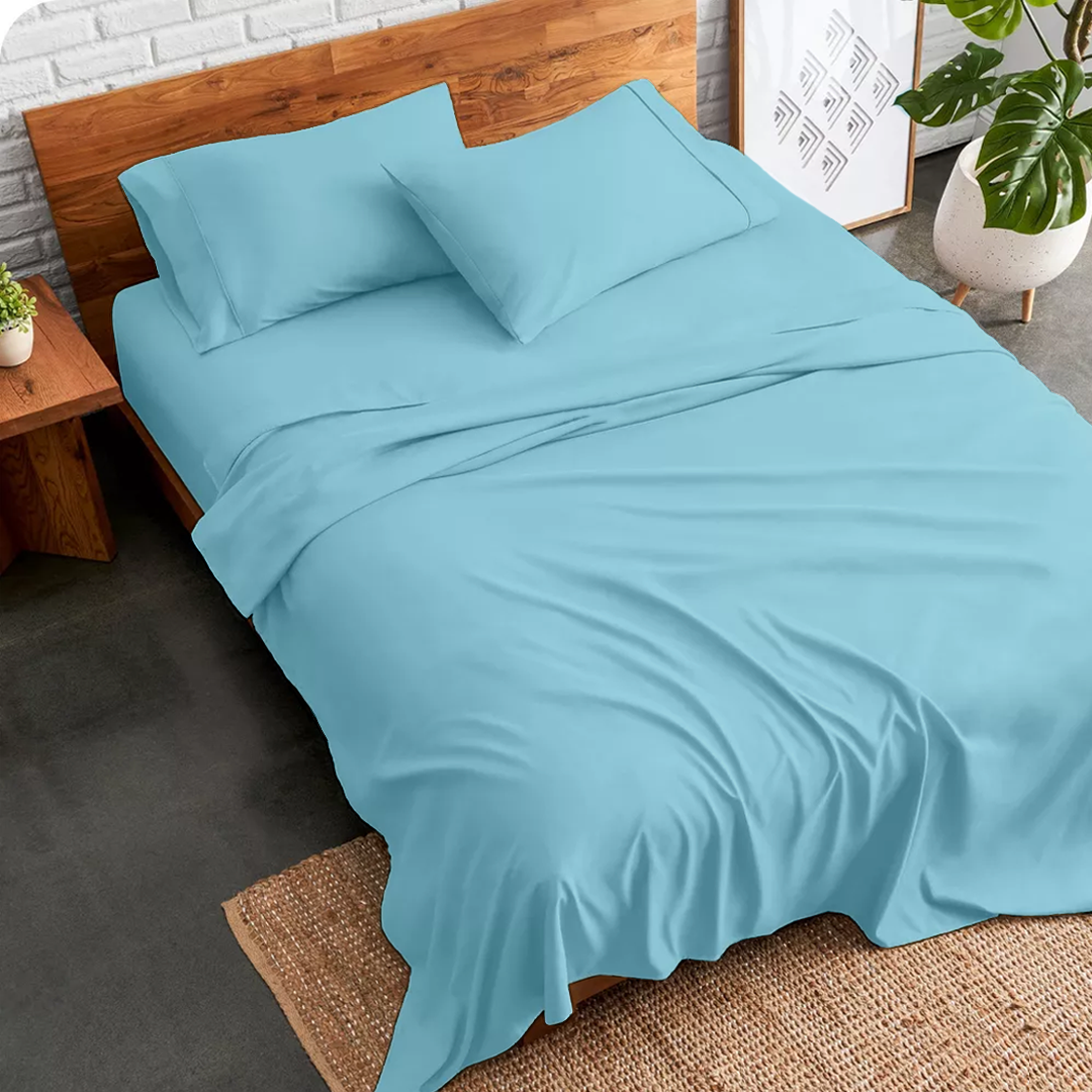 Light Blue Sheet Set Comfy Solid Sateen