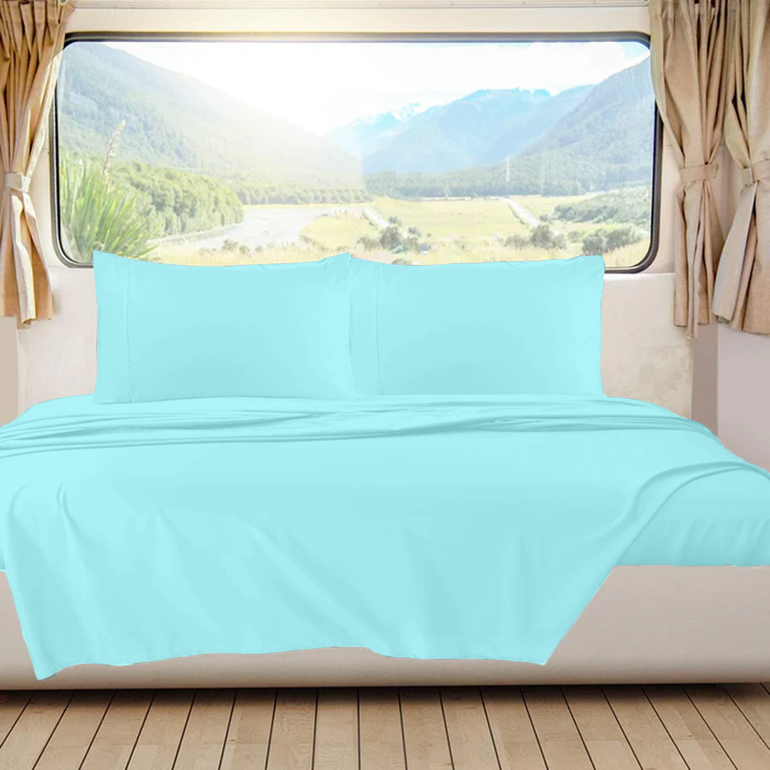 Light Blue RV Sheet Set Solid Bliss Sateen