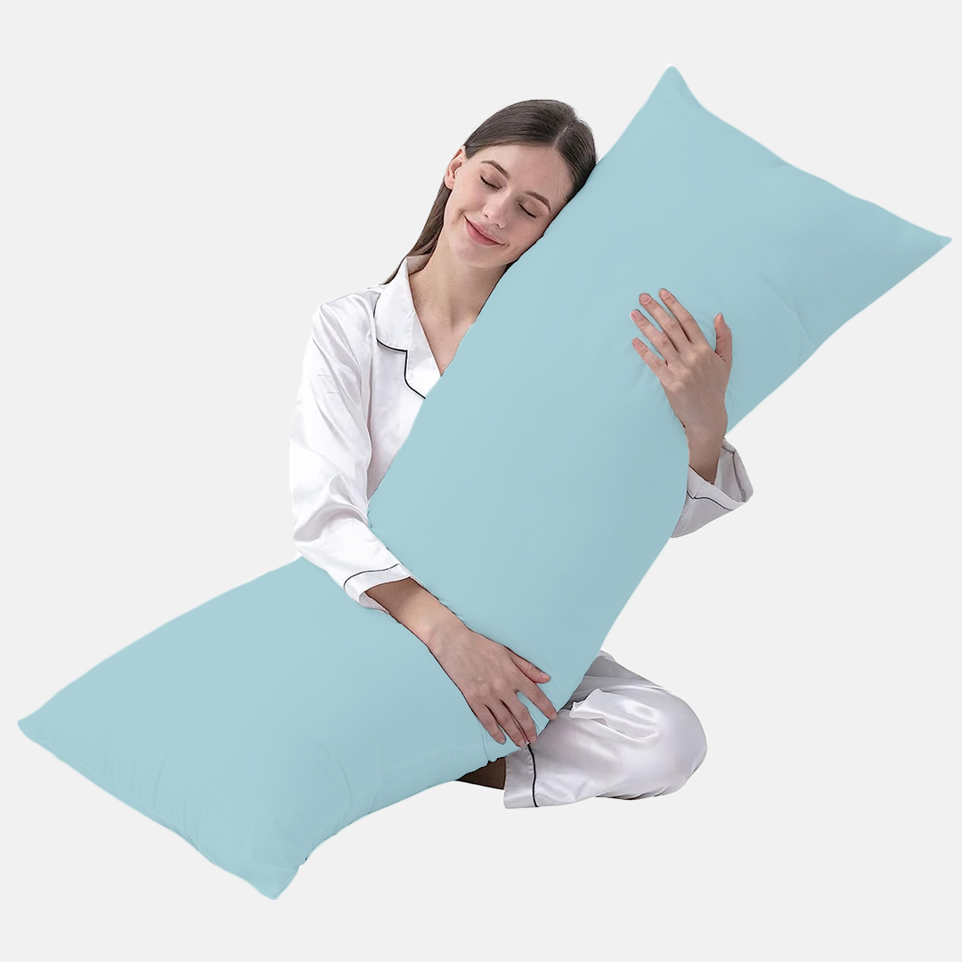 Light Blue Body Pillow Cover Solid Comfy Sateen