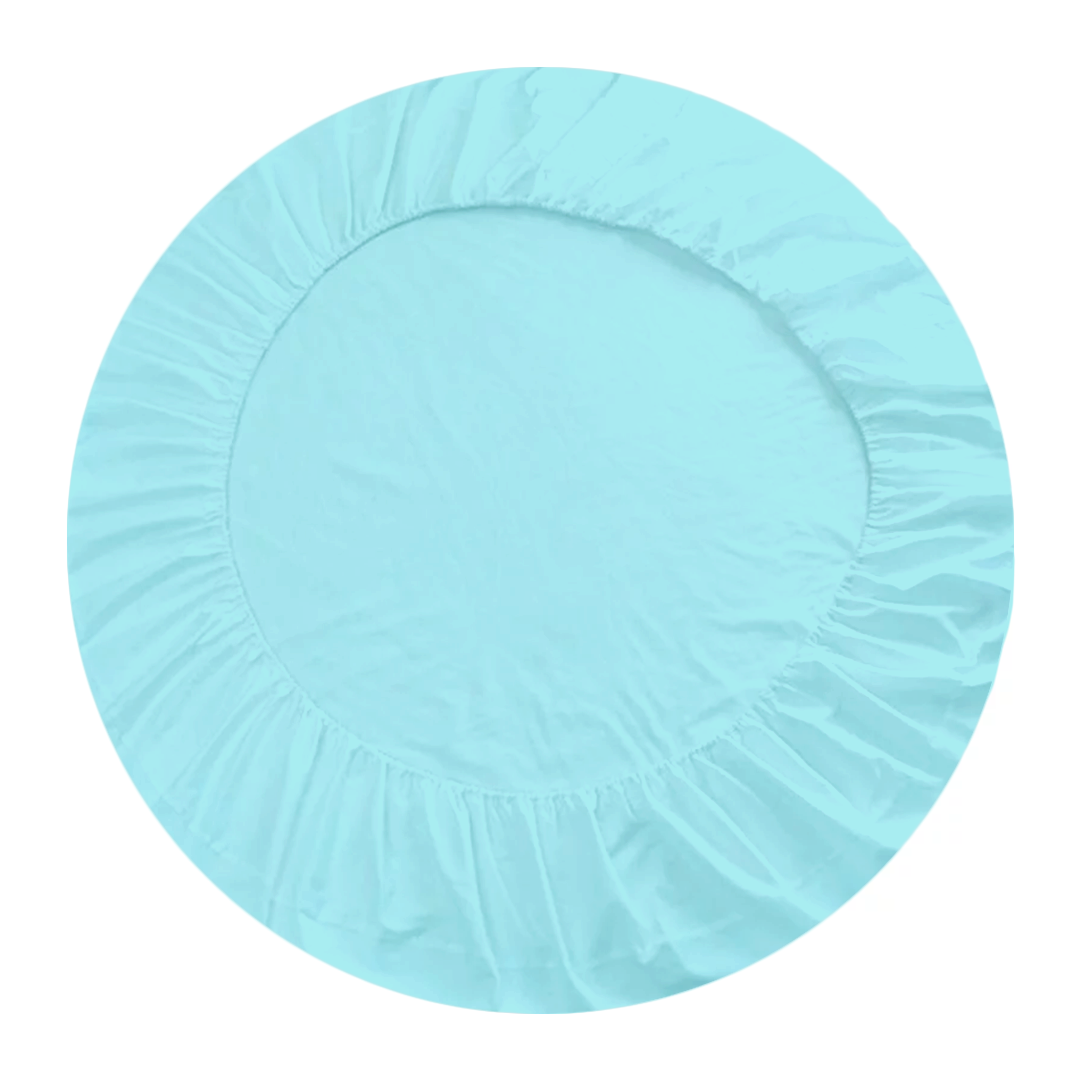 Light Blue Round Fitted Sheet Only Solid Sateen Bliss