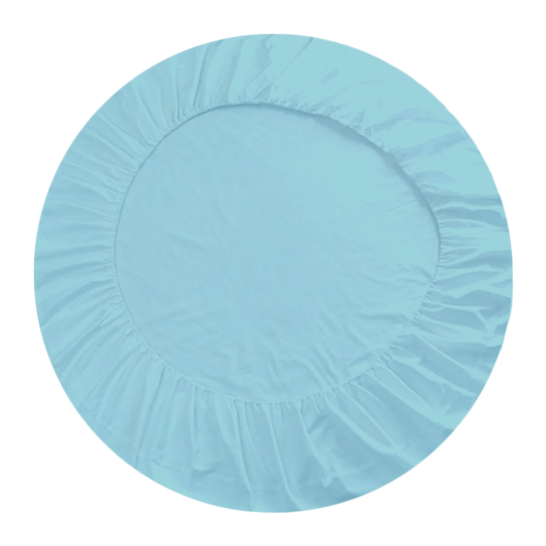 Light Blue Round Fitted Sheet Only Comfy Solid Sateen