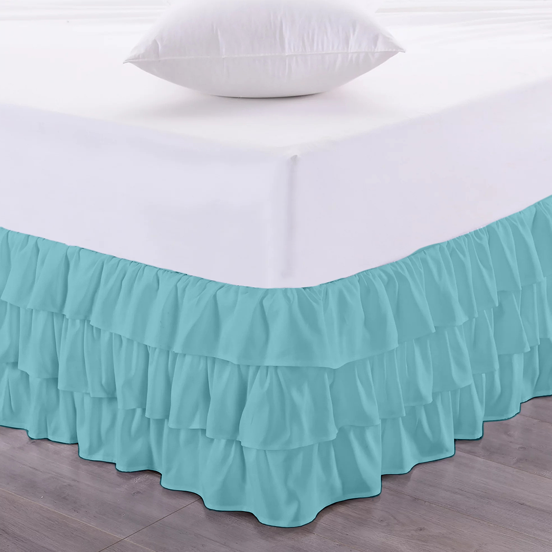 Light Blue Multi Ruffle Bed Skirt Bliss Solid