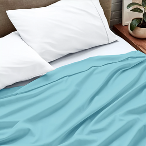 Comfy Sateen Flat Sheet-Solid Light Blue