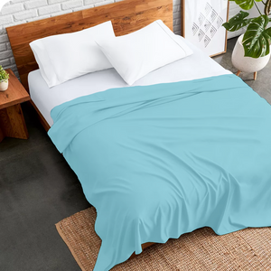 Comfy Sateen Flat Sheet-Solid Light Blue