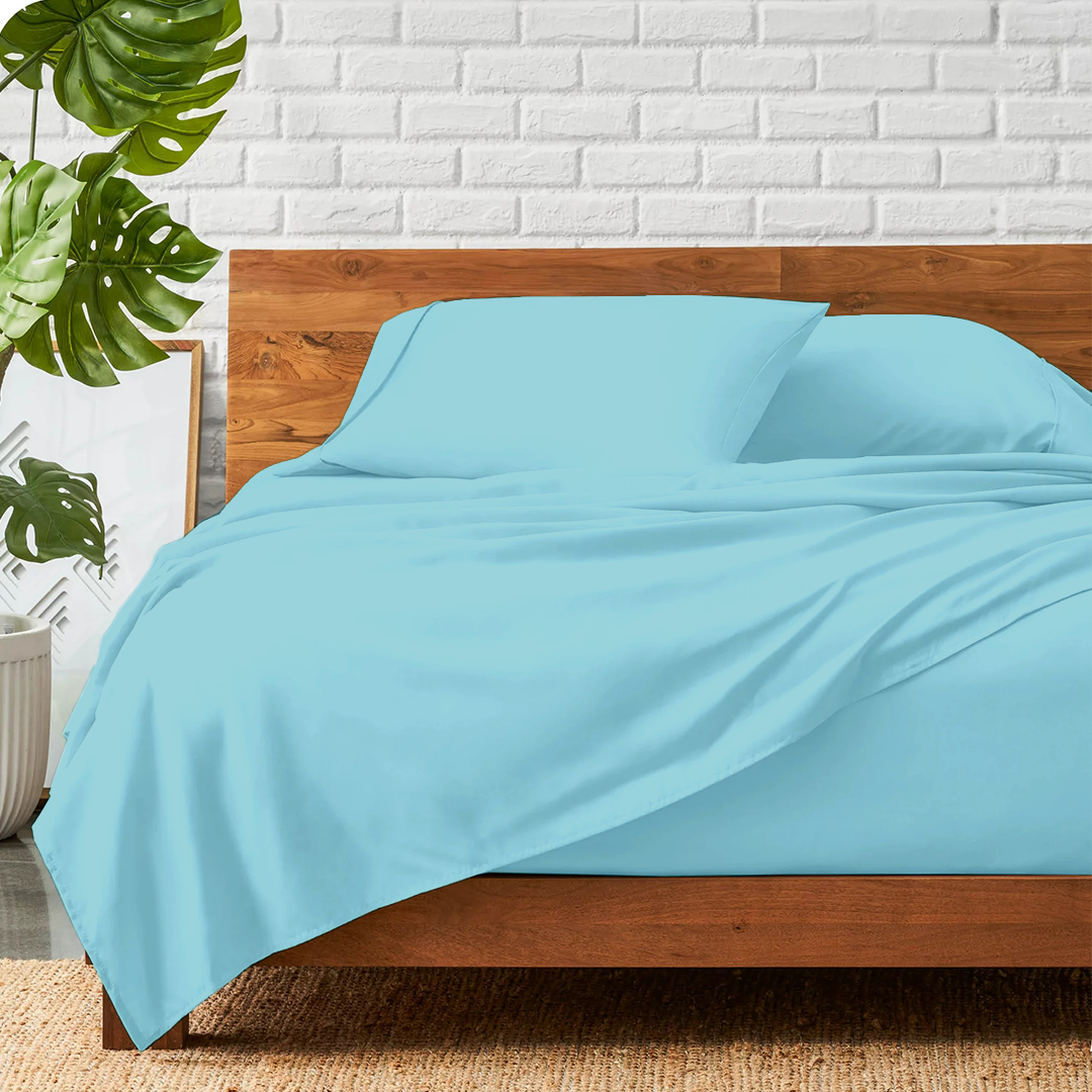 Light Blue Sheet Set Comfy Solid Sateen