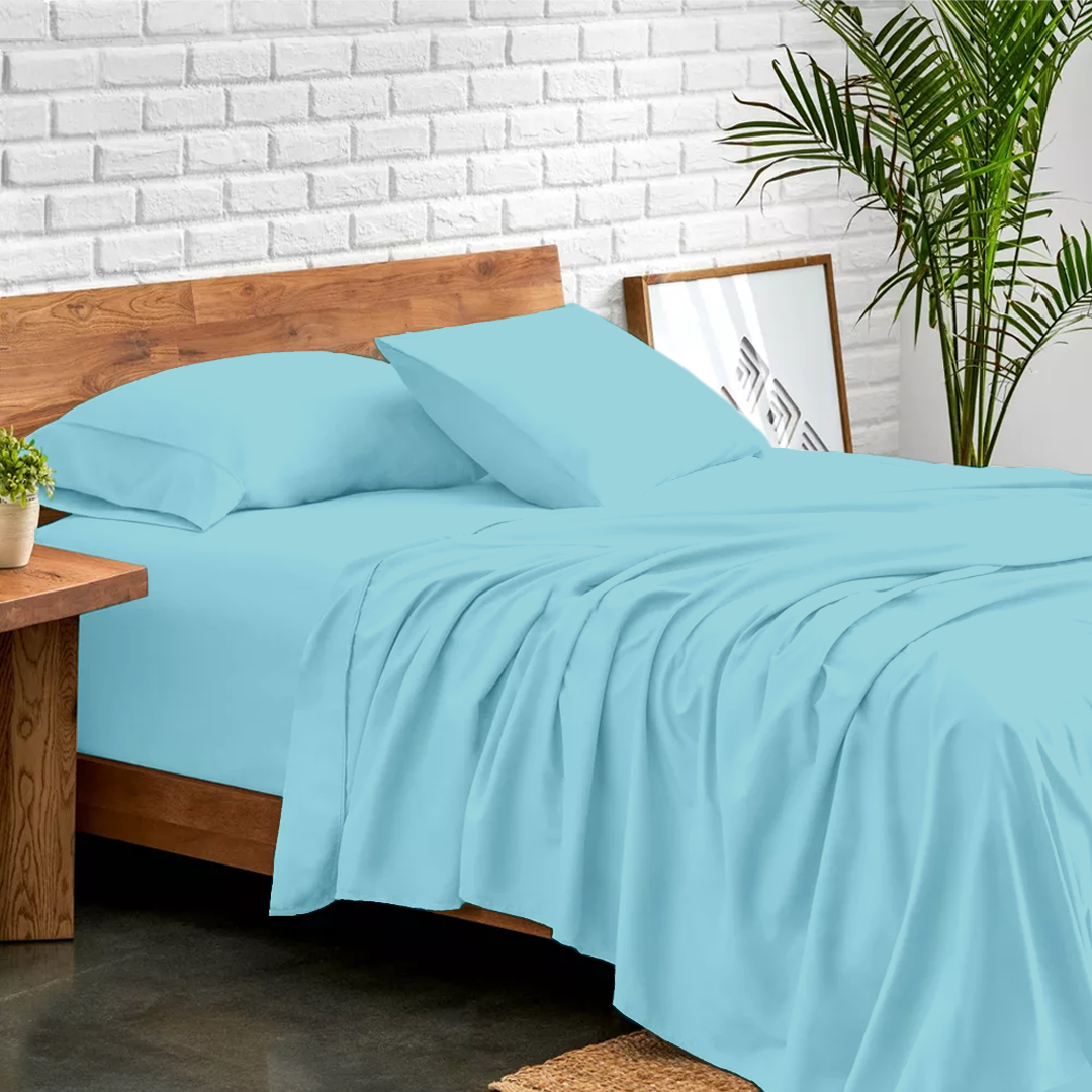 Light Blue Sheet Set Comfy Solid Sateen