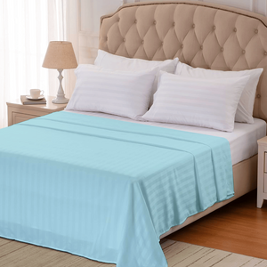 Light Blue Stripe Flat Sheet Comfy Sateen