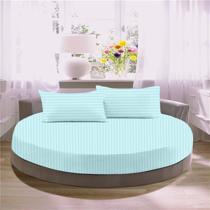 Light Blue Round Stripe Sheet Set Comfy Sateen