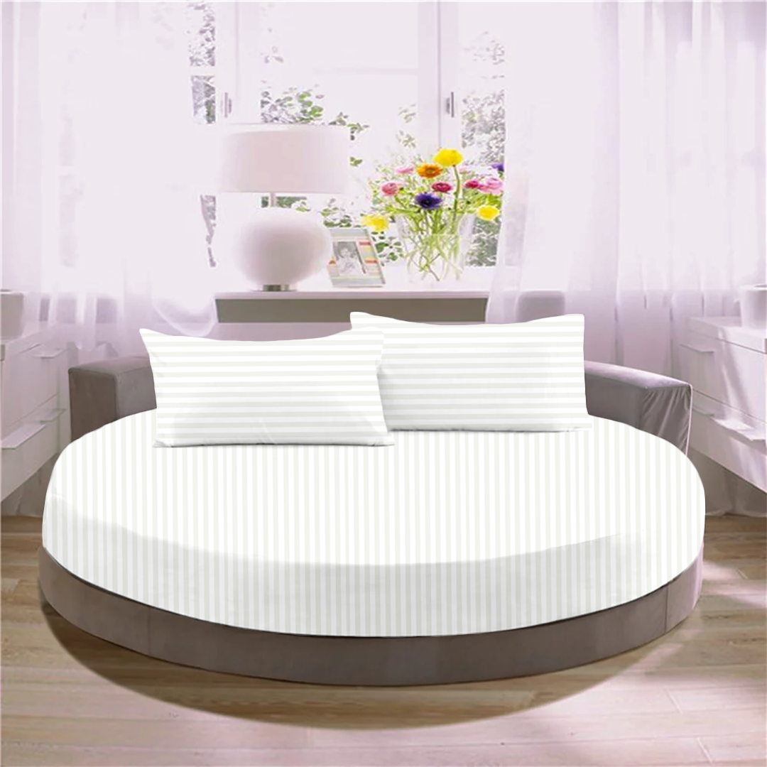 White Round Stripe Sheet Set