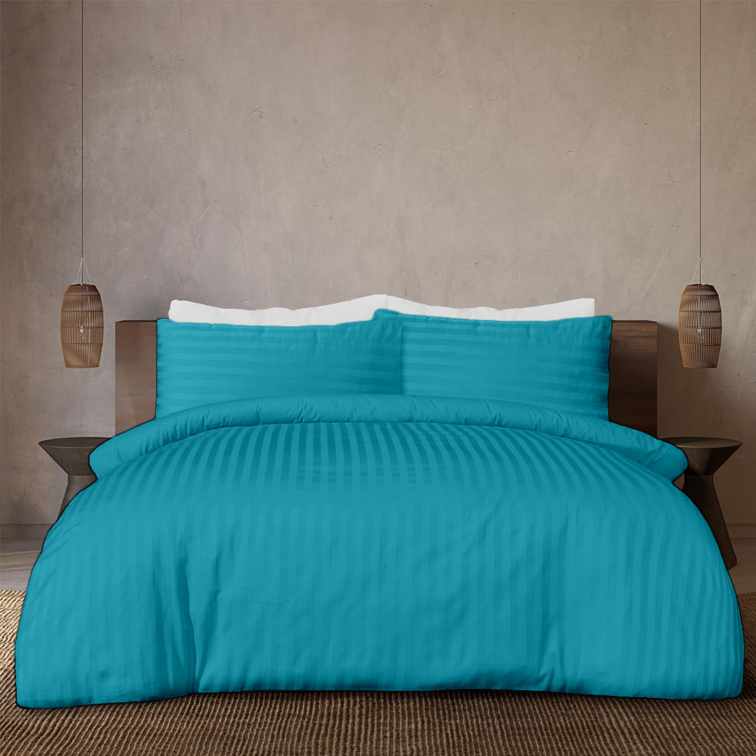 Turquoise Stripe Duvet Cover Set Comfy Sateen