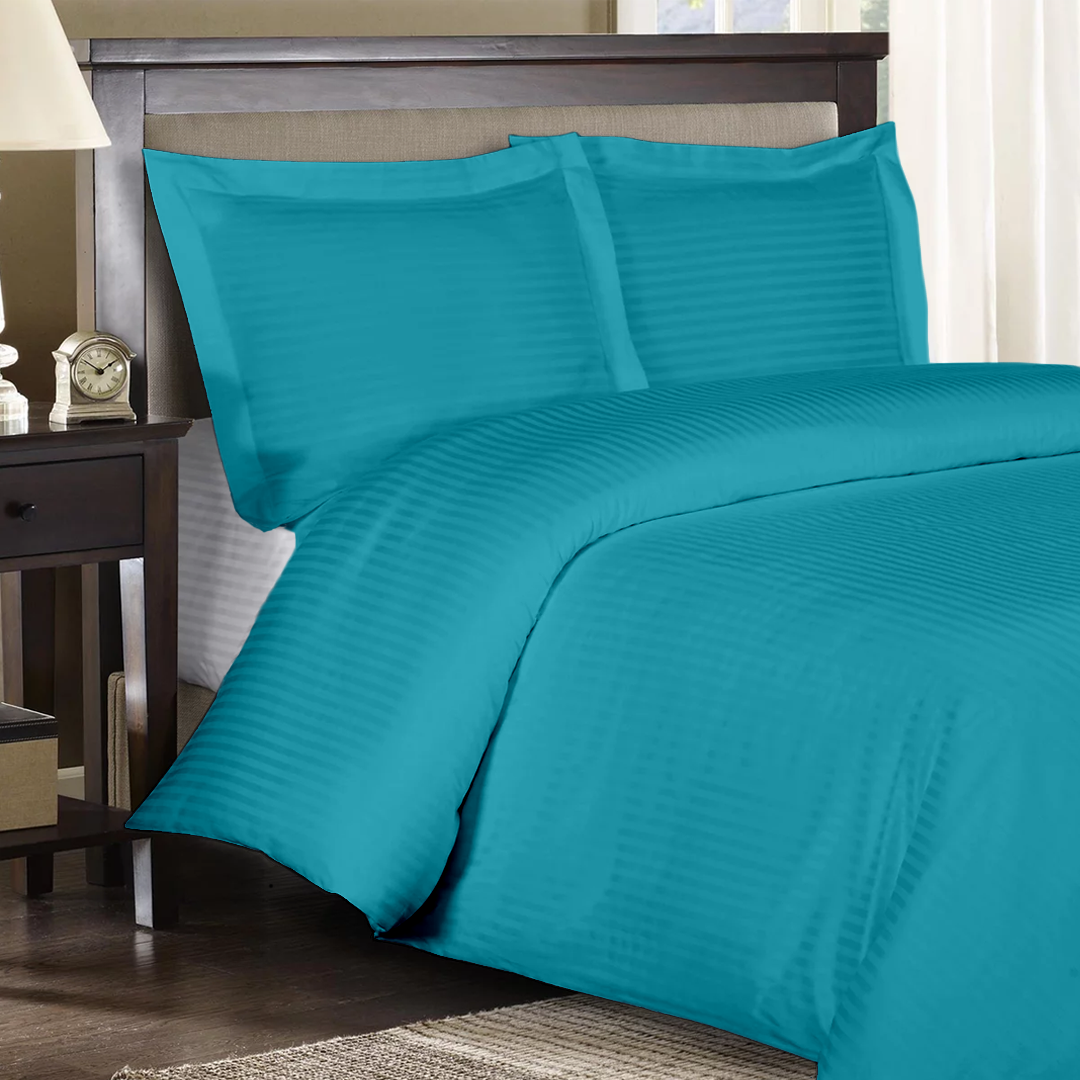 Turquoise Stripe Duvet Cover Set Comfy Sateen