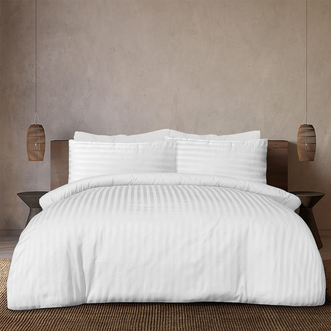 White Stripe Duvet Cover Set Bliss Sateen