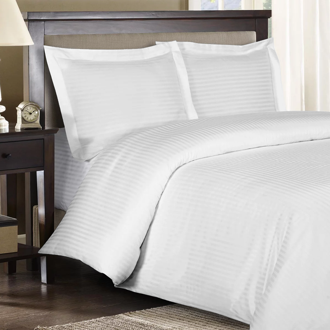 White Stripe Duvet Cover Set Bliss Sateen