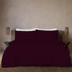 Wine Stripe Duvet Cover Set Comfy Sateen